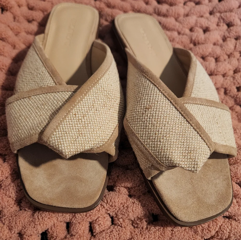 J. McLaughlin Tan and Cream Sandals